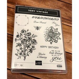 HTF STAMPIN' UP! 146801 VERY VINTAGE RUBBER STAMP SET OF 10 (COMPLETE)